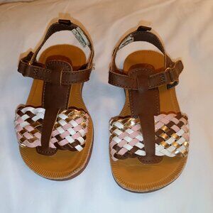 OshKosh B'Gosh Girls Toddler Pink Brown Woven Sandal